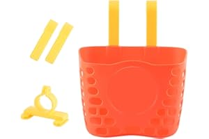 JIANWEI Kids Bike Basket, Strong Load Bicycle Handlebar Kids Bicycle Front Basket, Bike Accessories for Boys Girls Kids, Front Toddler Tiny Tricycle Baskets for Outdoor Cycling(Orange)