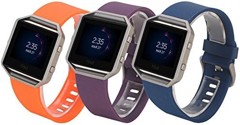 Ldaai For Fitbit Blaze, Soft Silicone Replacement Watch band Wrist strap For Fitbit Blaze Smart Watch(Frame Not Included), 3PCS:Orange+Purple+Blue