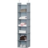YOUDENOVA Hanging Closet Organizer, 6-Shelf Closet Hanging Shelves, Grey