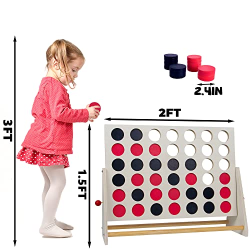 Juegoal 4 in a Row Giant Game Set, 1.5FT Height Classic Wooden Connect