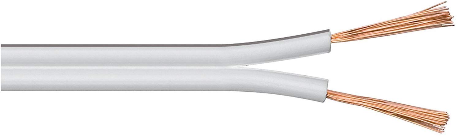 electrosmart 100m White Loud Speaker Cable Wire - Multi-Strand - Ideal for Car Audio & Home HiFi - Outside Dimensions of Cable: 4mm x 2mm