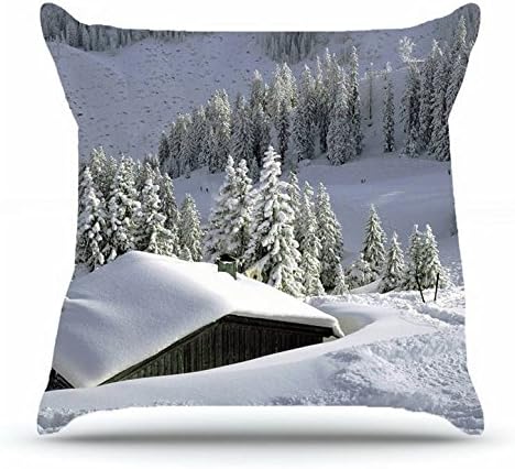 Jarrod Throw Pillowcase 18x18 Inches Cotton Pillowcases Decorative Pillow Cover Case with Hidden Zipper Decor Cushion Covers - Nature house snows snowdrifts images roof road traces trees mountains Fo