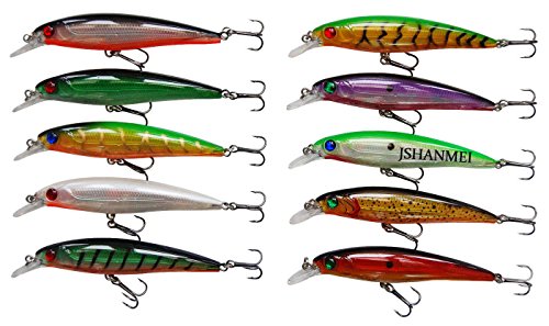 10pcs/lot Minnow Swimbait 3D Fishing Eyes Hard Bait Fishing Lures Laser Line Life-like Bass Crankbait Tackle for Pikes/Bass/Trout /Walleye/Redfish