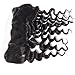 RECOOL 10A Loose Deep Wave Bundles with Frontal Closure Wet and Wavy Human Hair Bundles with Closure Ear to Ear Virgin Brazilian Hair For Women Natural Color(14 16 18+12)