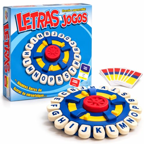 Jogo de Palavras Stop Original Grande em Portugues Roda de Letras - Jogo de Tabuleiro Divertido para Toda a Família Com Cronômetro e Roda Giratória Educativo (Modelo 1)