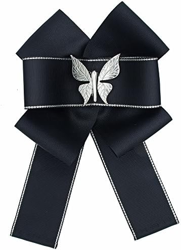 Ribbon Brooch, Web Grosgain, Bow Pin, Neck Tie, Gift Box, Designer Jewellery, Worldwide Free Shipment, 2 Days Delivery, Black, Butterfly Charm, Charm Jewelry, Silver Plated, Female Bow