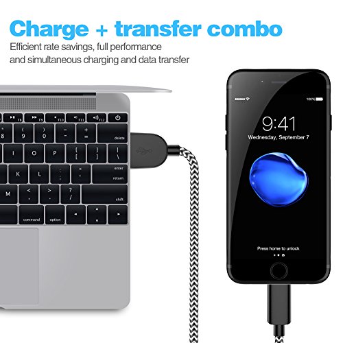 image for TNSO Phone Cable 5Pack 3FT 3FT 6FT 6FT 10FT Nylon Braided USB Charging