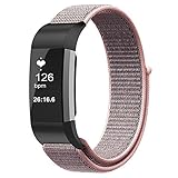 Fintie Band for Fitbit Charge 2, Nylon Sport Loop Breathable Nylon Replacement Strap Wrist Bands with Adjustable Closure for Fitbit Charge 2 HR Smart Fitness Tracker, Pink Sand