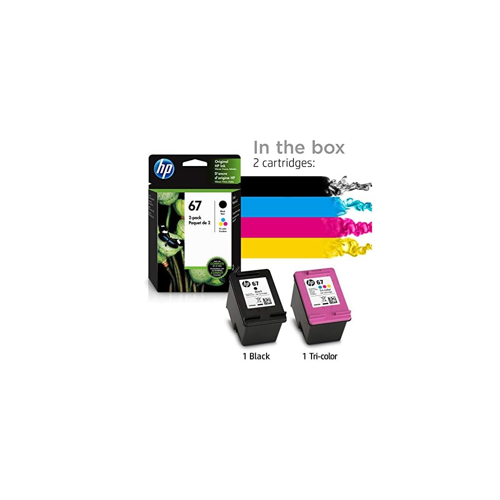 HP 67 Black/Tricolor Ink Cartridges (2 Count Pack of 1) Works with