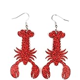 Cute Glitter Crawfish Crayfish Lobster Dangle Earrings for Women Lobster Boil Funny Animals Earring Jewelry Gifts