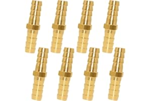 Uenede 8PCS Brass 5/16"OD Barb Splicer Mender Hose Barb Fitting Straight 2-Way Union Garden Hose Repair Fittings for Water/Oil/Gas