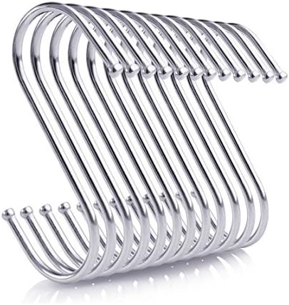 FUCAS 20-Pack Round S Shaped Hooks Hanging Hooks, for Kitchen, Bedroom and Office