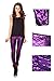 jntworld Women Sexy Mermaid Fish Scale Hologram Soft Shine Leggings, XXL, Purple
