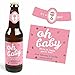 Hello Little One - Pink and Gold - Girl Baby Shower Decorations for Women and Men - 6 Beer Bottle Label Stickers and 1 Carrier