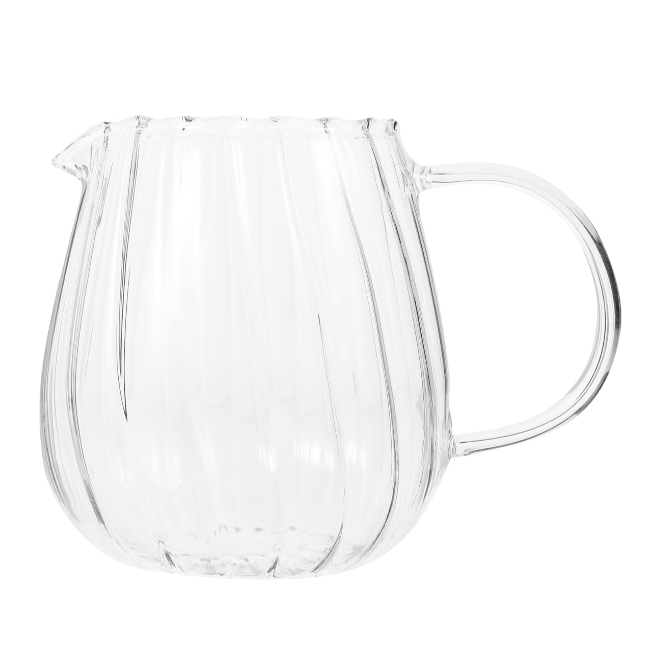 HEMOTON Striped Milk Pot Glass Creamer Jug 11.42Oz Transparent Tea Distributor with Handle for Household Milk and Tea Serving
