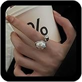 Allereyae Boho Baroque Pearl Ring Pearls Statement Ring Gold Pearl Finger Rings Adjustable Pearls Open Rings Bridal Wedding Irregular Beaded Jewelry for Women