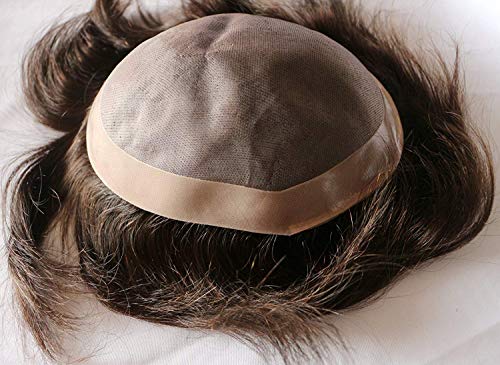 NEWNESS Men's Toupee Durable Fine Mono 100% Density Full Lace Hair Replacement Human Hair Pieces, 2#