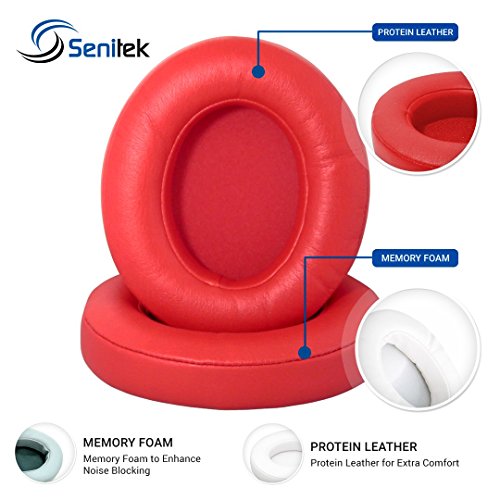 Studio 2 Memory Foam Ear Cover - Protein Leather Replacement Parts Ear Cushion Pads Earpads Ear Cups for Beats Studio 2.0 Wired / Studio 2.0 Wireless B0500 / B0501 Headphone - Red