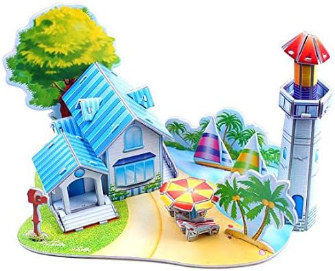 2pcs 3D beach puzzle toys - anthonygift paper puzzle jagsaw children DIY early educational toys (Beautiful beach)