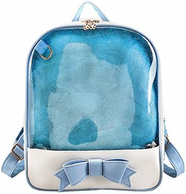 Leather School Bag for Girls Cute Backpack Large Capacity Laptop Transparent Waterproof Satchel Knapsack