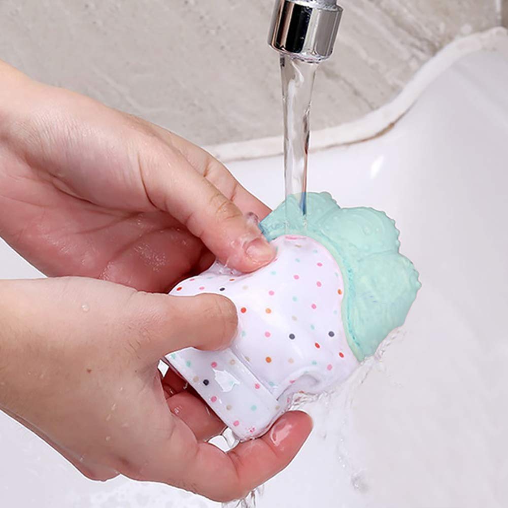 KEFU Baby Teething Mittens&Silicone Teething Necklace for mom, Self Soothing Pain Relief Mitt Stimulating,Stylish Chewable Necklace,Silicone Teether Toy,Unisex (Light Green)