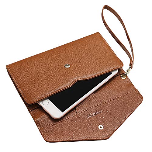 Krosslon Rfid Passport Holder Wristlet Travel Wallet Trifold Documents Organizer Slim Purse, Fit US UK CA Passport Cover Traveling Accessories for Women, Caramel(210#)