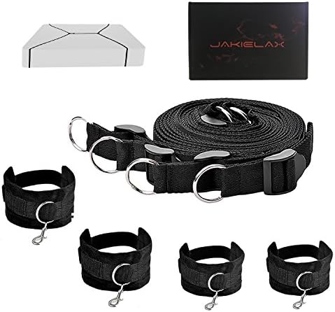 JAKIELAX Bed Restraint Straps Kits with Adjustable Fur Wrist and Ankle Cuffs Exercise Bands