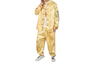 HZCX FASHION Chinese Men Ice Silk Tang Suit Dragon Shirt Kung Fu Uniform Outfit