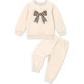 ESHOO Toddler Girl Clothes 2 Piece Leopard Outfits Long Sleeve Sweatshirt Pants Tracksuit Fall Winter Clothing Set 2-7T