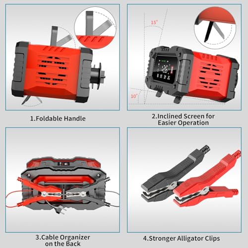 LBOYLOVE® 20 Amp Car Battery Charger, 12V/24V Trickle Charger, LiFePO4 Lead Acid Fully Automatic Battery Maintainer with Battery Repair & Winter Mode for AGM, STD, Gel, Deep Cycle Batteries