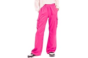 WELAKEN Lightweight Silky Jogger Pants for Girls Kids & Toddler Warm Weather Cargo Loose High Waisted Pants