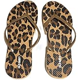 Old Navy Flip Flop Sandals for Women, Great for Beach or Casual Wear (10 Leopard)