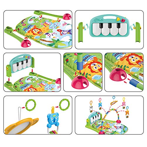 Alfombra De Juego Baby Gym Con Música Y Luz – Centro De Actividades De 70x55x38 Cm Para Bebés, Con Juguetes Colgantes Y Estimulación Sensorial