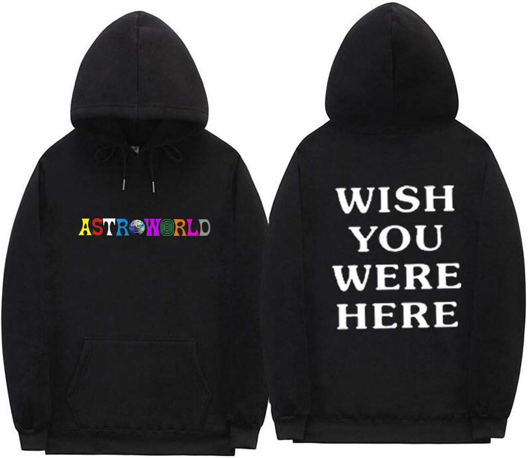 Travis Scott Astroworld Hoodie Sweatshirt Kpop Harajuku Hip Hop Unisex Men Women Hoodies Kawaii Clothes Merch (L(US Size M), Black)