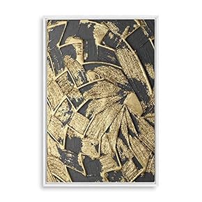 Framed Canvas Home Artwork Decoration Golden Abstract Art Canvas Wall Art for Living Room, Bedroom - 16x24 inches