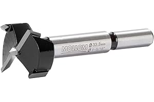 MOLLOM 1-5/16" (33.3mm) Forstner Drill Bit for Precise Woodworking with Durable YG8 Carbide Thickness of 2.0mm,This Hinge Cut
