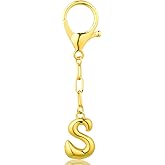 VICKHU Gold Plated Bubble Initial Letter Cute Keychain for Women Car Key Purse Decorative Keyring Handbag Charms Fashion
