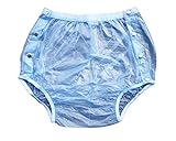 Haian Adult Incontinence Snap-on Plastic Pants Color Transparent Blue (Medium)