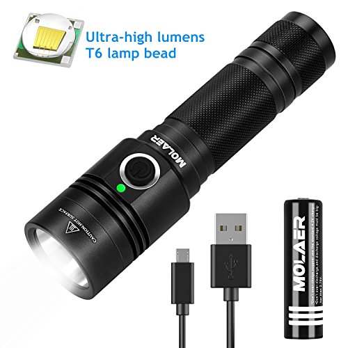 Rechargeable Tactical Flashlight, MOLAER Portable LED Super Bright Waterproof Torch (Battery Included) 1000 High Lumens 4 Light Modes for Camping, Hiking, Emergency and EDC Rechargeable Tactical Flashlight, MOLAER Portable LED Super Bright Waterproof Torch (Battery Included) 1000 High Lumens 4 Light Modes for Camping, Hiking, Emergency and EDC
