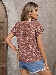 Floerns Women's Short Sleeve Business Casual Tops