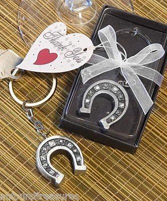 Horseshoe Equastrian Key Chain Key Ring with Gift Box and Ribbon