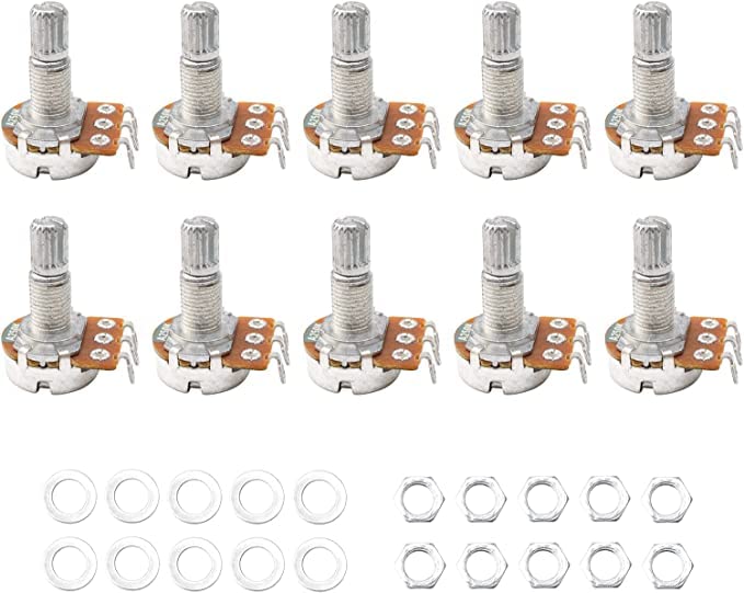 Pxyelec Guitar Potentiometer Audio Pots A250K OHM Replacement Pack of 10, Shaft Base Dia 16.5mm