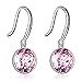 J.Rosée Jewelry Packing Sterling Silver Dangle Earrings Women Pale Pink Crystals Fish Hook Earrings