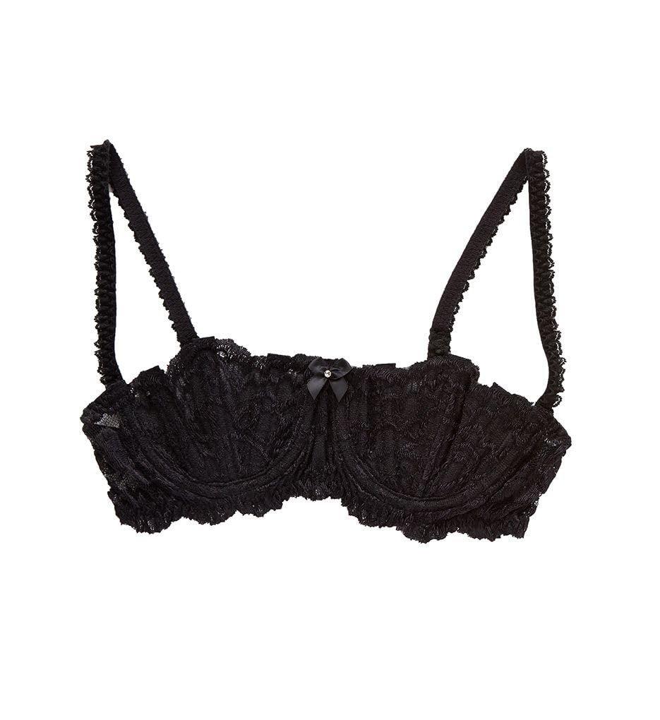Shirley of Hollywood Number 324 Size 32 Black Chopper Lace Shelf Bra