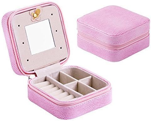 Travel jewellery box jewellery organiser PU leather jewellery storage boxes for Rings Earrings Necklace Birthday Gift (Bright pink)