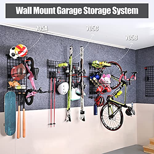 Mythinglogic Sports Equipment Storage System, Wall Mount Garage Storage Shelves for Sports Gear
