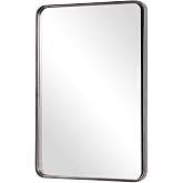Spinner Moss + Fig Everton Dark Bronze Mirror | Metal Framed Rectangle Contemporary Wall Mirror Finished in Dark Bronze and Gold Highlights (24 in. W x 36 in. H x 1 in. D Rectangular Wall Mirror)