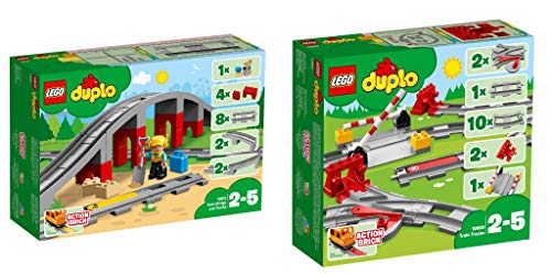 Lego Duplo 2er Set: 10872 Eisenbahnbrücke und Schienen + 10882 Eisenbahn Schienen