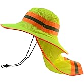 Glory Max High Visibility Reflective Work Safety Bucket Hat Cap Mesh Neck Flap