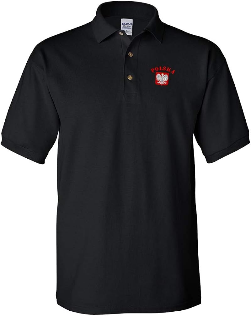 Polo Shirts for Men Poland Polska Seal Flag Embroidery